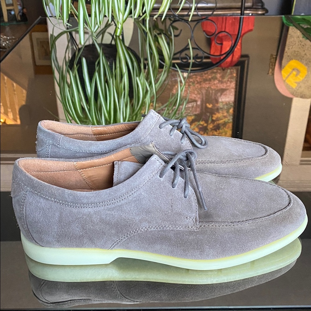 ECCO Men's Citytray Lite Tie Oxfords in grey suede, Size 42- US 8.5